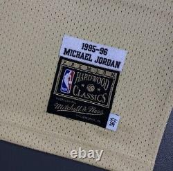 100% Authentic Michael Jordan Mitchell & Ness 95 96 Gold Bulls Jersey Size S 36