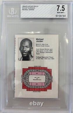 1984-85 Michael Jordan Rookie Schedule BGS 7.5 Mint Pre- 1984 Star #101