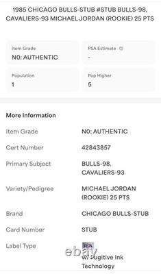 1985 Bulls vs Cavs Jordan ROOKIE Ticket MJ wears NIKE Air Chicago 1 Shoe POP 1