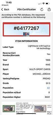 1985 Nike Promo Postcard Michael Jordan HOF Chicago Bulls RC Rookie PSA 5 EX