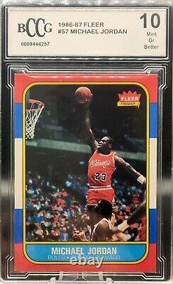 1986-1987 Fleer #57 Michael Jordan Rookie Card BCCG 10