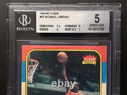 1986-87 FLEER MICHAEL JORDAN ROOKIE CARD RC #57 BGS 5 with NM MINT BGS 8