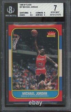 1986-87 Fleer Basketball Michael Jordan #57 RC Rookie HOF BGS 7 with 9 Centering