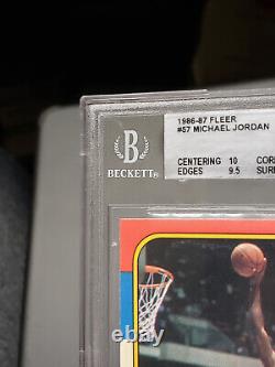 1986-87 Fleer Michael Jordan Rookie #57 Bgs 9 Pristine 10 + (2) Gem Mint 9.5