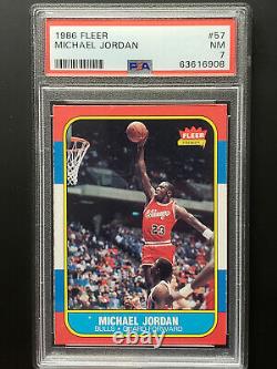 1986-87 Fleer Michael Jordan Rookie Card Rc #57 Bulls Near Mint Psa 7