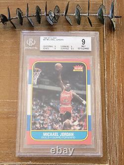 1986-87 Fleer Michael Jordan Rookie Card Rc #57 Chicago Bulls Mint Bgs 9