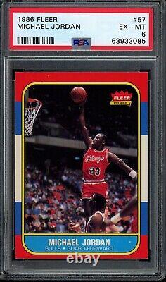 1986 Fleer #57 MICHAEL JORDAN Rookie Card PSA 6 HOF RC Chicago Bulls Basketball