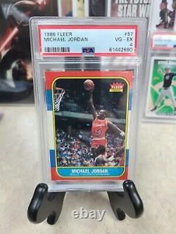 1986 Fleer Basketball #57 Michael Jordan Chicago Bulls Rc Rookie Hof Psa 4 Vg-ex