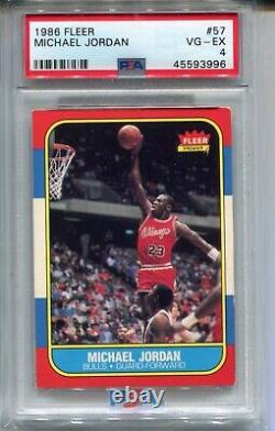 1986 Fleer Basketball #57 Michael Jordan Rookie Card Graded PSA 4