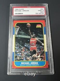 1986 Fleer Basketball Michael Jordan Rookie RC #57 PSA 9 (OC)-Mint