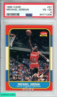 1986 Fleer Michael Jordan #57 Chicago Bulls Hof Goat! Rookie Rc Psa 4 Vg-ex