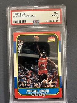 1986 Fleer Michael Jordan #57 Rookie RC PSA 2