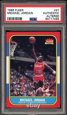 1986 Fleer Michael Jordan Rookie Card RC #57 HOF Bulls. PSA Authentic Looks NM