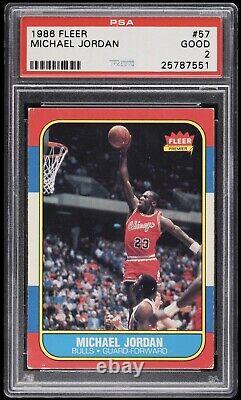 1986 Fleer Michael Jordan Rookie Card RC #57 PSA 2 Good