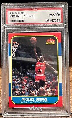 1986 Fleer Michael Jordan Rookie Rc Psa 6 #57 Sharp Undergraded Goat Bulls