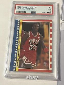 1987-88 Fleer NBA Sticker 11 Card Set. Barkley, Magic Bird Michael Jordan PSA 7