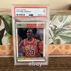 1987 Fleer Basketball #59 Michael Jordan Chicago Bulls HOF PSA 7 NM