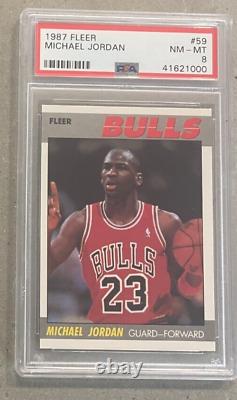 1987 Fleer Basketball #59 Michael Jordan Chicago Bulls HOF PSA 8 New Label