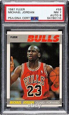 1987 Fleer Michael Jordan #59, PSA NM 7 Auto 8, Bulls Early Career MJ Signature