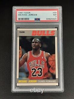 1987 Fleer NBA Basketball #59 2nd Year Michael Jordan HOF Chicago Bulls PSA 7 NM
