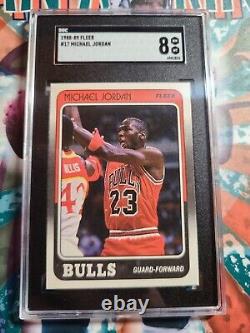 1988-89 Fleer Basketball MICHAEL JORDAN #17 SGC 8 NMMT Bulls NBA HOF