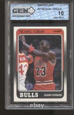 1988-89 Michael Jordan Fleer #21 Gem Elite 10 Chicago Bulls MVP HOF