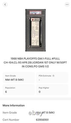 1988 BULLS Playoff Jordan Record Ticket 50 Points Back To Back Games None Higher