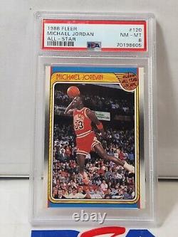 1988 Fleer All-Star Michael Jordan Flying Chicago Bulls #120 PSA 8