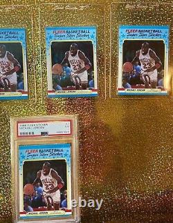 1988 Fleer Basketball Sticker Mint Set plus 5 Jordan's in NM-Mint. PSA Rare