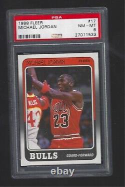 1988 Fleer Michael Jordan # 17 Psa 8