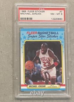 1988 Fleer Michael Jordan Sticker PSA 8