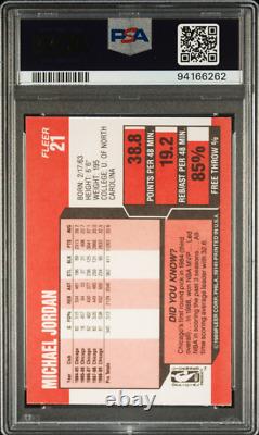 1989 Fleer Michael Jordan #21 NBA Basketball Card Chicago Bulls PSA 9