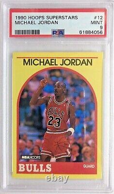 1990 90 Hoops Superstars Michael Jordan #12, Rare Yellow Border, Graded PSA 9