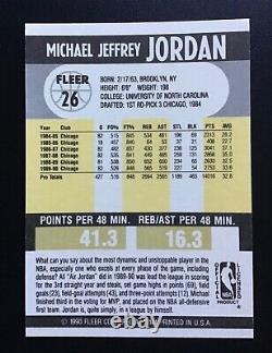 1990 Fleer Michael Jordan Card #26 Chicago Bulls ERROR CARD (no line) HOF MINT