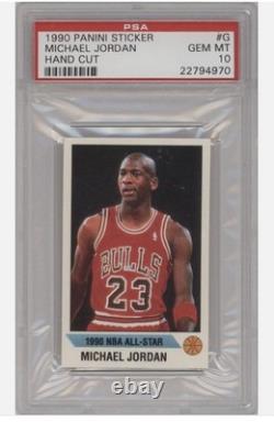 1990 Panini Sticker Michael Jordan #G Hand Cut PSA 10