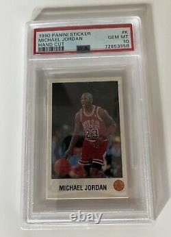 1990 Panini Sticker Michael Jordan Hand Cut #K PSA 10 GEM MT Chicago Bulls