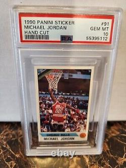 1990 Panini Stickers Michael Jordan Hand Cut #91 Psa 10 Gem Mint