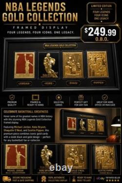 1990s NBA Legends Gold Collection Framed Jordan Kobe Shaq Pippen Wall Art