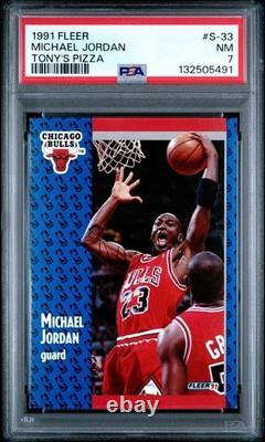 1991 Fleer Michael Jordan Tony's Pizza #S-33 Rare SP Near Mint PSA 7