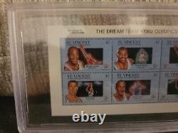 1992 St Vincent Dream Team Olympic Basketball Michael Jordan Stamp PSA BARCELONA