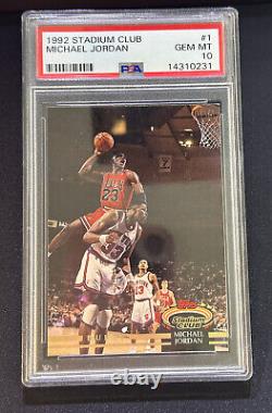 1992 Topps Stadium Club #1 Michael Jordan HOF Chicago Bulls PSA 10 GEM MINT