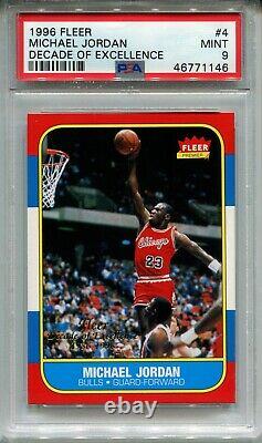 1996 Decade Michael Jordan 1986 Fleer Basketball Rookie Card Replicate PSA 9