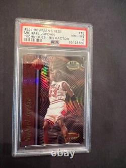 1997-98 Bowman's Best Michael Jordan Refractor Best Techniques PSA 8 Bulls MVP