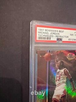 1997-98 Bowman's Best Michael Jordan Refractor Best Techniques PSA 8 Bulls MVP