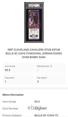 1997 Cavs vs Bulls Ticket Jordan Dunk On Bobby Sura POP 1, Only 3 Higher