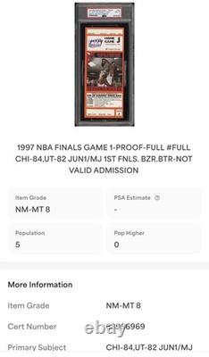 1997 NBA Finals Jordan Ticket 1st/Only BUZZER BEATER In Finals PSA 8 NONE Higher