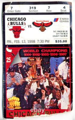 1998 Michael Jordan Bulls Hawks Ticket Buzzer Beater 37 Points Last Dance Feb 13
