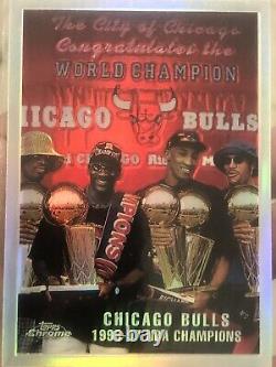 1998 Topps Chrome # 51 REFRACTOR Chicago Bulls 1996-97 NBA Champions