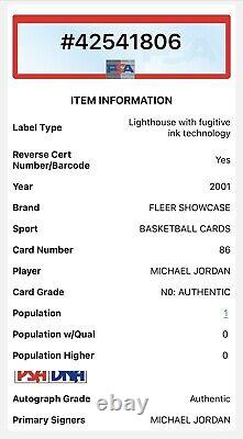 2001 Fleer Showcase Michael Jordan Autographed Card #86 PSA Pop 1