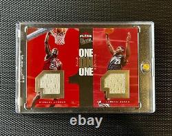 2007-08 Fleer Ultra One on One Michael Jordan LeBron James Dual Jersey /99